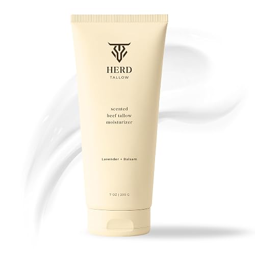 Beef Tallow Moisturizer 7oz Lavender + Balsam - Grass-Fed Tallow Face & Body Cream with Manuka Honey, Oat & Hyaluronic Acid - Calming, Hydrating Balm Beauty & Personal Care Herd Tallow