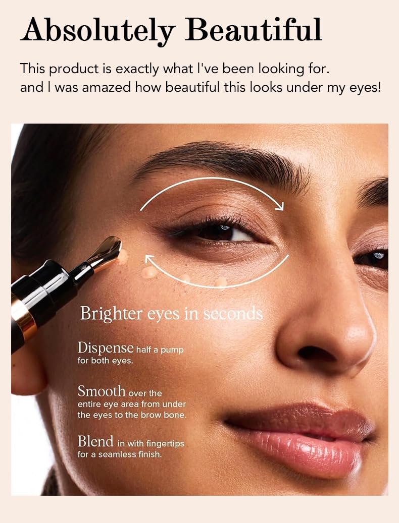 Absolutely Beautiful Under Eye Concealer - Brightens in Seconds, Crease-Proof & Lightweight, Half Pump for Both Eyes?10ml/0.34oz, Under Eye Coverage Beauty & Personal Care iACen
