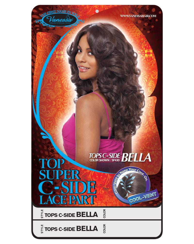 TOPS C-SIDE BELLA (1B Off Black) - Vanessa C-Side Part Lace Front Synthetic Wig