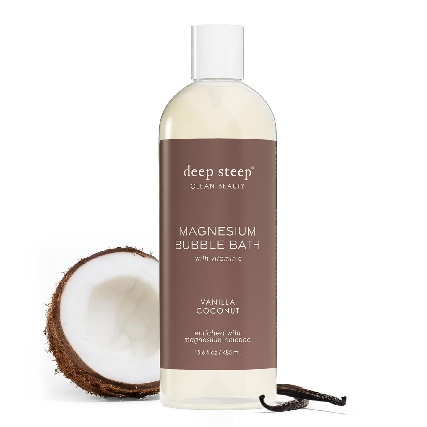 Deep Steep Magnesium Bubble Bath, 15.6 oz - Foaming Soak with Magnesium, Coconut Oil, Aloe, Vitamin C, Shea Butter & Argan Oil - Vegan, Clean Beauty Beauty and Personal Care Deep Steep