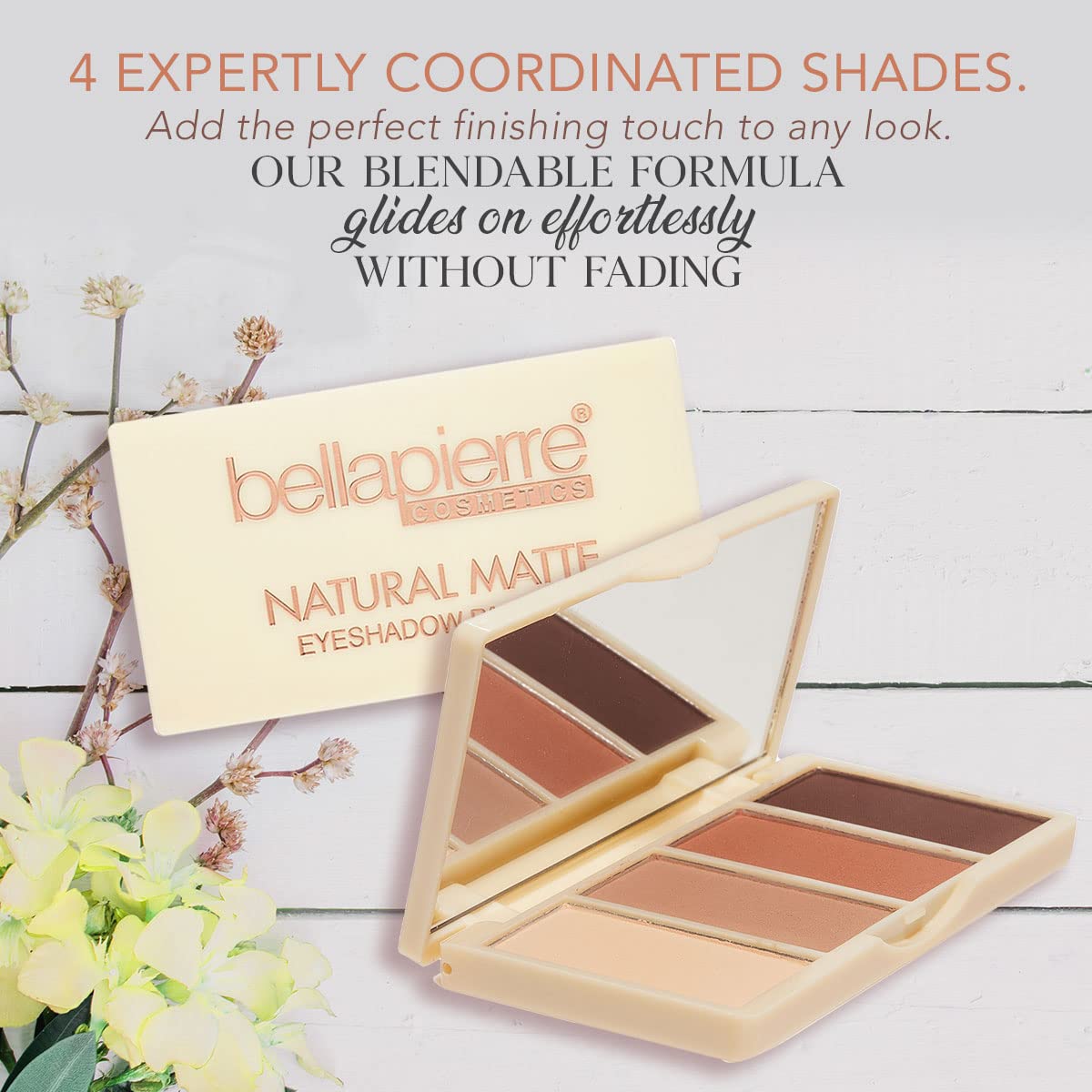 Bellapierre Natural Matte Eyeshadow Makeup Palette | Highly Pigmented, Long Lasting and Blendable | 4 Matte Shades | Hypoallergenic and Paraben-Free | Beauty & Personal Care bellapierre