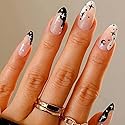 GLAMERMAID Black Press on Nails Medium Almond, Emo Crush Jelly Gel Gothic Stiletto False Glue on Nails Kit with Moon Star Desgin for Women, Reusable Beauty & Personal Care GLAMERMAID