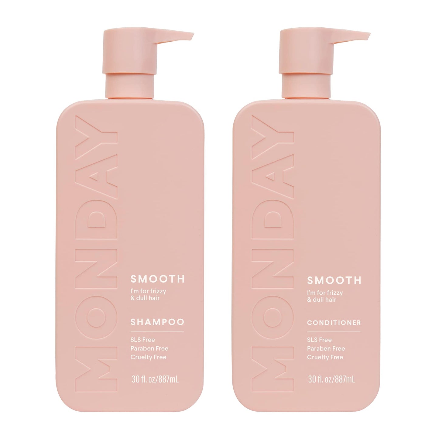 MONDAY HAIRCARE Smooth Shampoo + Conditioner Bathroom Set (2 Pack) 30oz Each for Frizzy, Coarse, and Curly Hair, Made from Coconut Oil, Shea Butter Beauty & Personal Care MONDAY HAIRCARE