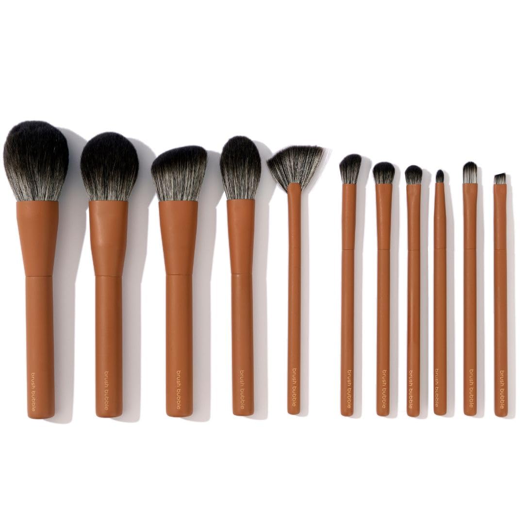 Makeup Brush Set- brush bubble full set makeup brushes for liquid foundation, powders, creams and shadows. 11 Piece Vegan, Silver-infused, soft luxury Beauty & Personal Care brush bubble