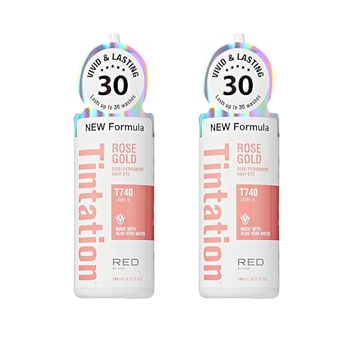 Red by Kiss Tintation Semi-Permanent Hair Color, Aloe Vera Water Based, Argan Oil, Olive Oil, Collagen & Keratin, Long-Lasting Color Dye (Rose Gold, 2 Beauty & Personal Care Red by Kiss