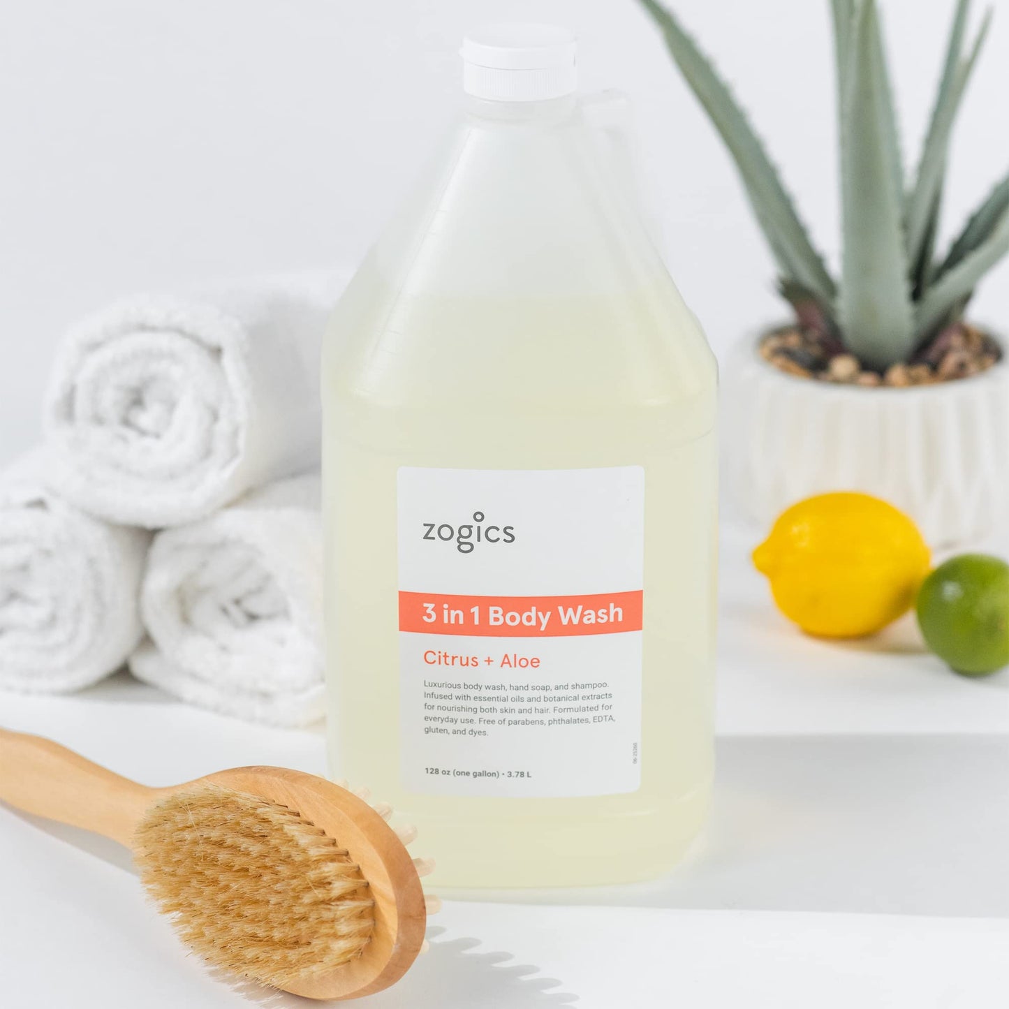 Zogics 3-in-1 Body Wash - Body Soap, Shampoo, and Hand Soap Liquid Refill All-in-One, Hydrating Plant-Based Formula, Refreshing Citrus + Aloe Scent (1 Beauty & Personal Care Zogics