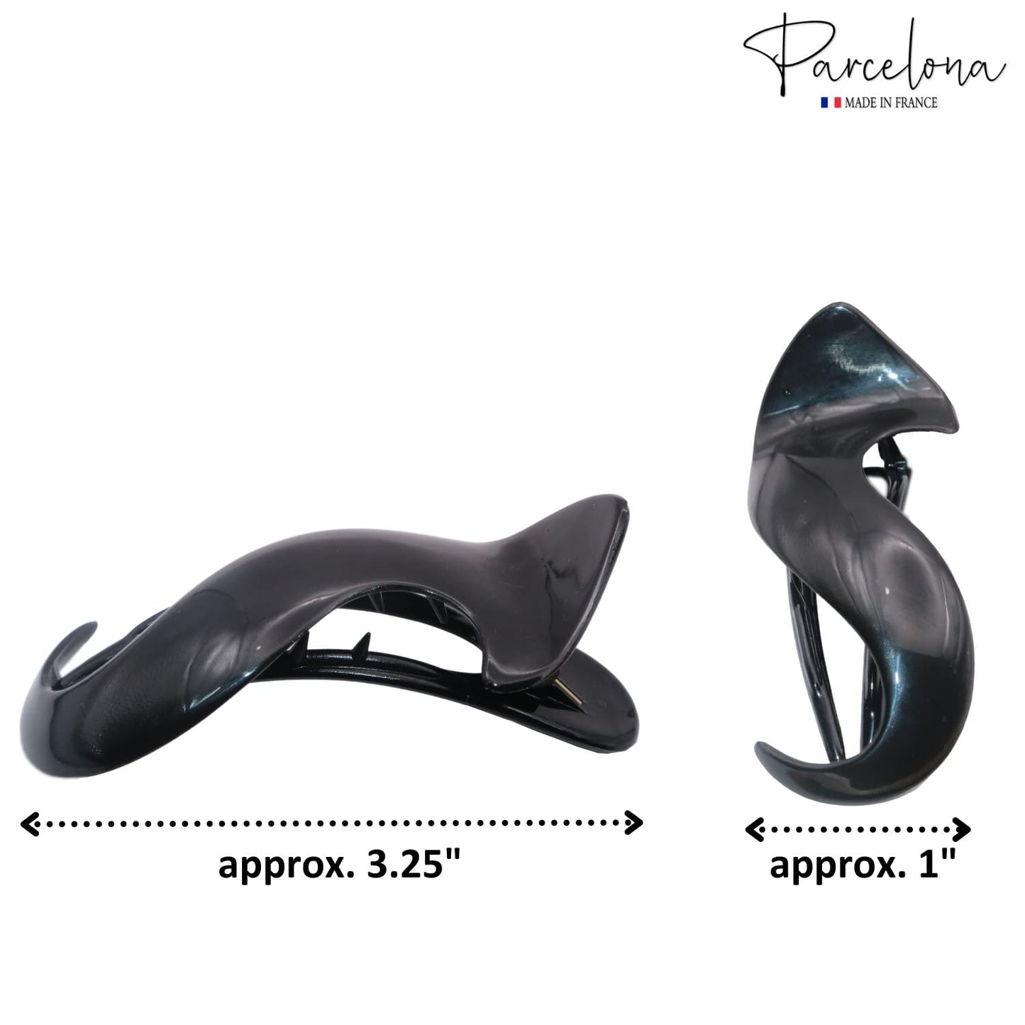 Parcelona French Crochet 3 ¼” Black Celluloid Non Slip Side Slide In Jaw Yoga Hair Claws for Fine Hair Women Hair Accessories Claw Clip for Girls Beauty & Personal Care Parcelona