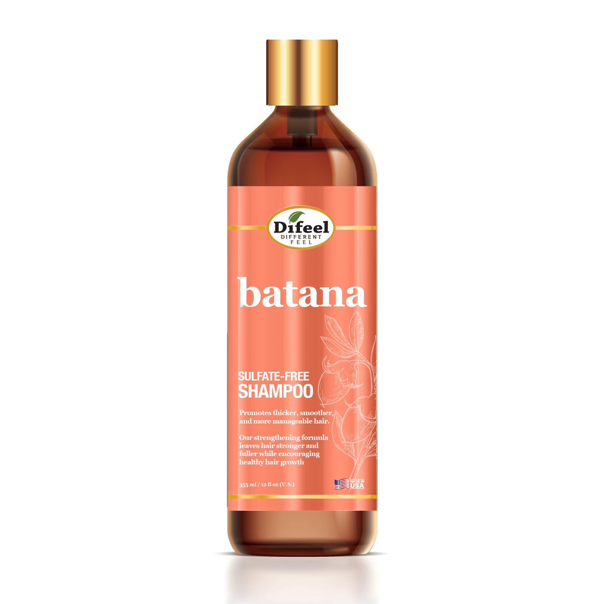 Difeel Batana Shampoo 12 Ounces - Strengthening Sulfate Free Shampoo for Thicker, Smoother and more Manageable Hair