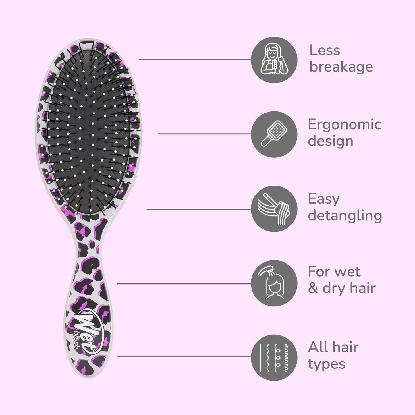Wet Brush Original Detangler Hair Brush - Pink Leopard (Safari) - All Hair Types - Ultra-Soft Bristles Glide Through Tangles with Ease - Pain-Free Beauty & Personal Care Wet Brush