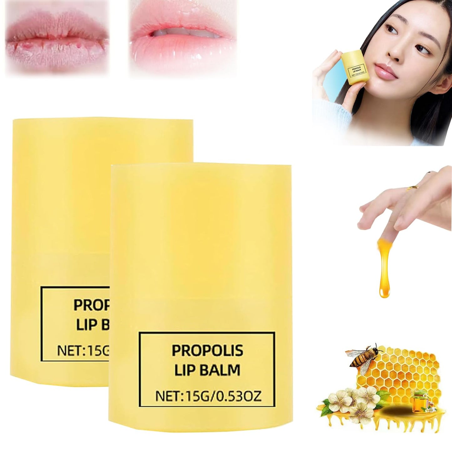 Honey Moisture Deep Nourishing Lip Balm, Honey Lip Balm, Moisture Lip Balm, Deep Nourishing Repair Soft Lips Daily Moisturizing Lip Balm, Honey Beauty and Personal Care LSQYLX