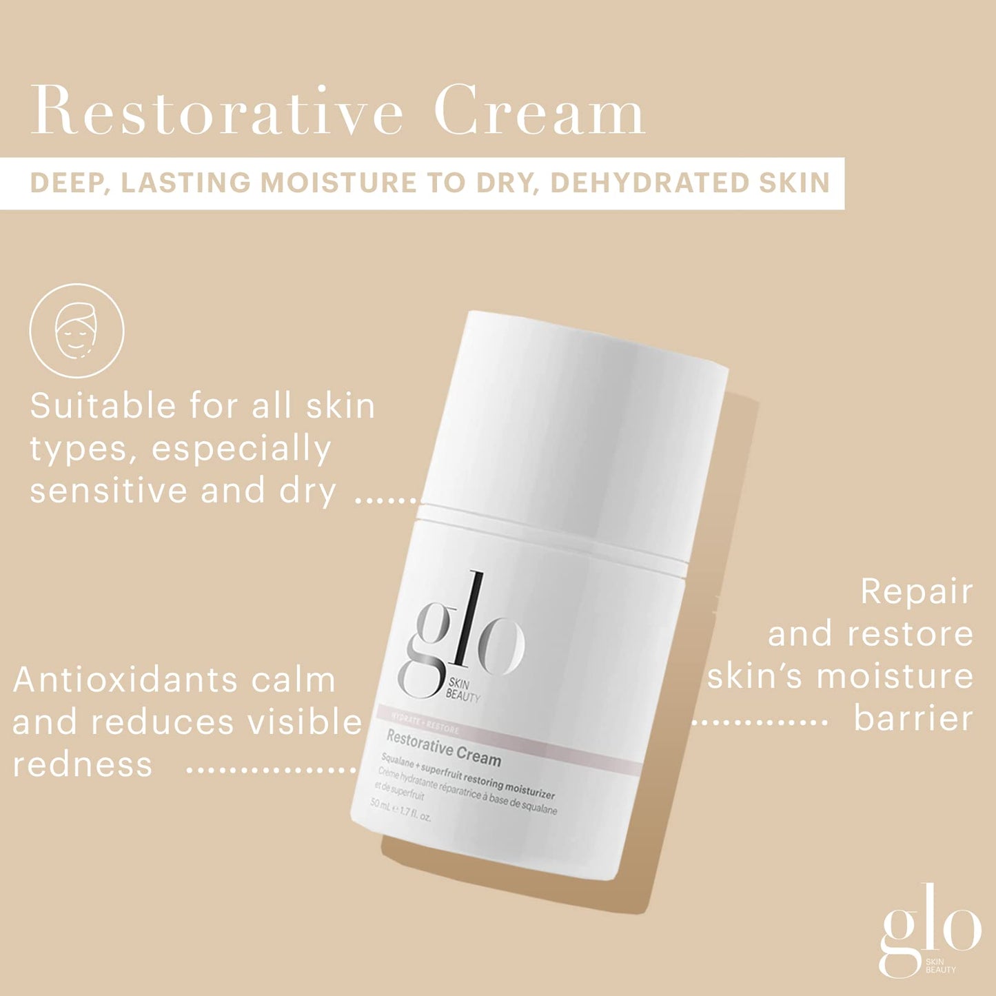 Glo Skin Beauty Restorative Cream - Repair, Soothe and Moisturize Stressed Out, Dehydrated or Dry Skin - Protects Against Signs of Aging Beauty & Personal Care Glo Skin Beauty
