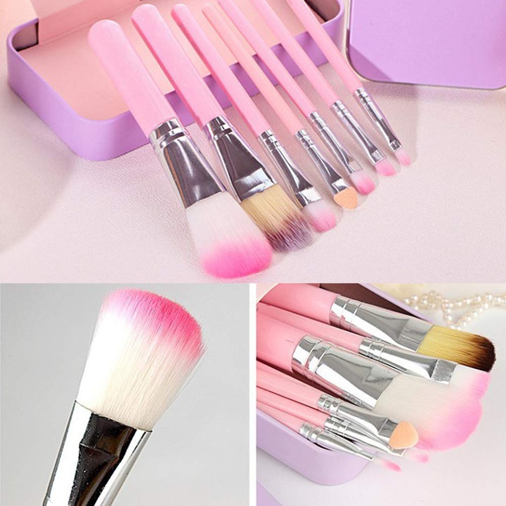 Pimoys Children Makeup Brushes, 7Pcs Makeup Brush Set Foundation Eyebrow Eyeliner Brush Cosmetic Concealer Brushes for Kids Girls, Women trave - Pink Beauty & Personal Care ZHIYE
