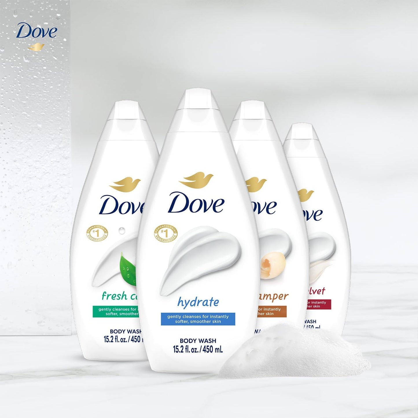 Dove Body Wash Variety 6-Pack - Hydrate, Gentle Pamper, Fresh Care, and Silky Velvet, 15.2 Oz Ea Beauty & Personal Care Dove