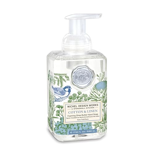 Michel Design Works Foaming Hand Soap 17.8oz, Cotton & Linen Scent and Design, Shea Butter and Aloe Vera Blend, Beautiful Square Container with Pump Beauty & Personal Care Michel Design Works