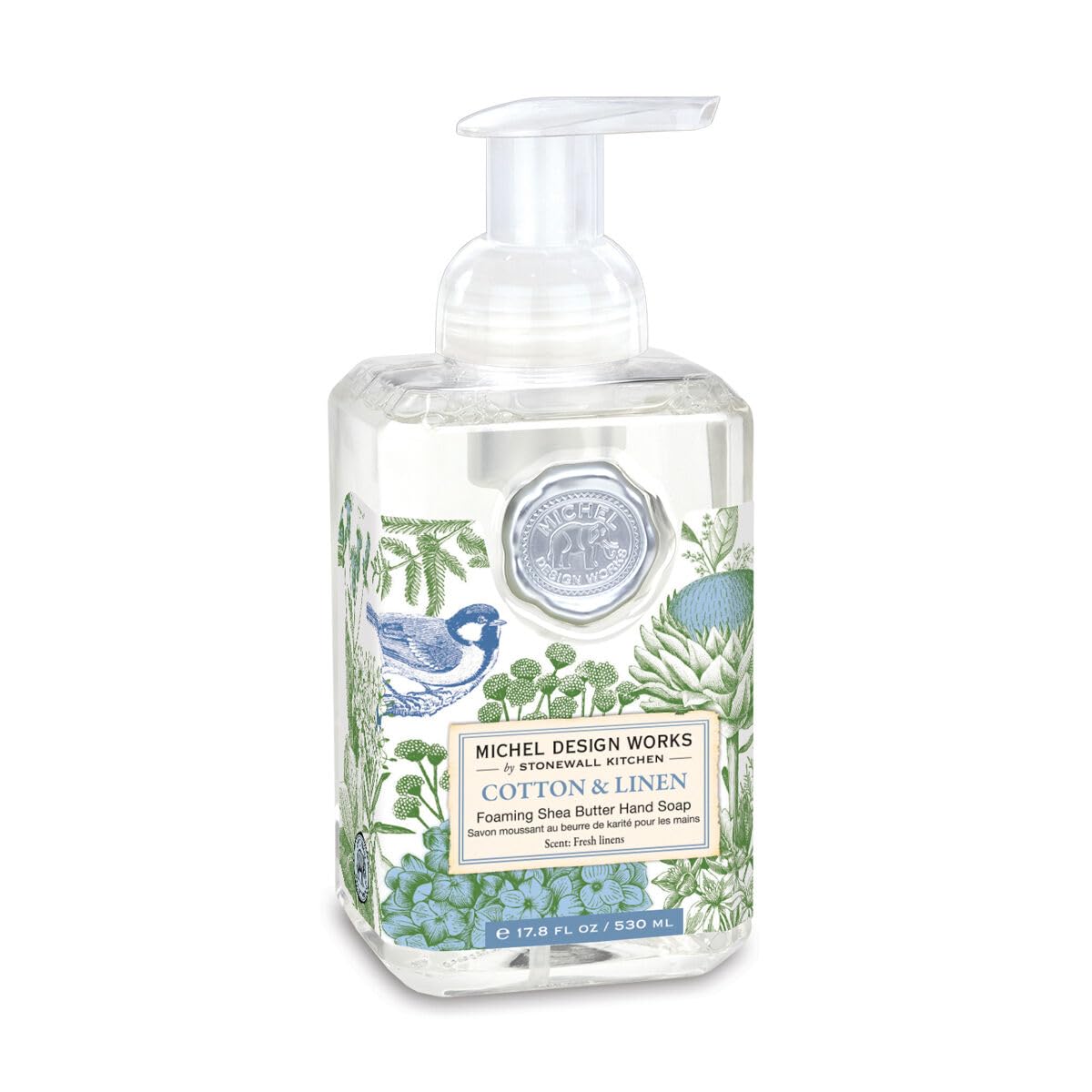 Michel Design Works Foaming Hand Soap 17.8oz, Cotton & Linen Scent and Design, Shea Butter and Aloe Vera Blend, Beautiful Square Container with Pump Beauty & Personal Care Michel Design Works