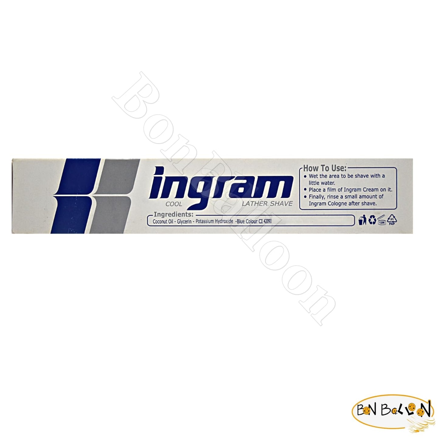 Lather Shave Cool Ingram Shaving Cream Tube 60g Glycerin Coconut Oil Made In Egypt ( 2 Pack = 4.23 oz / 120 gm ) Beauty & Personal Care bonballoon