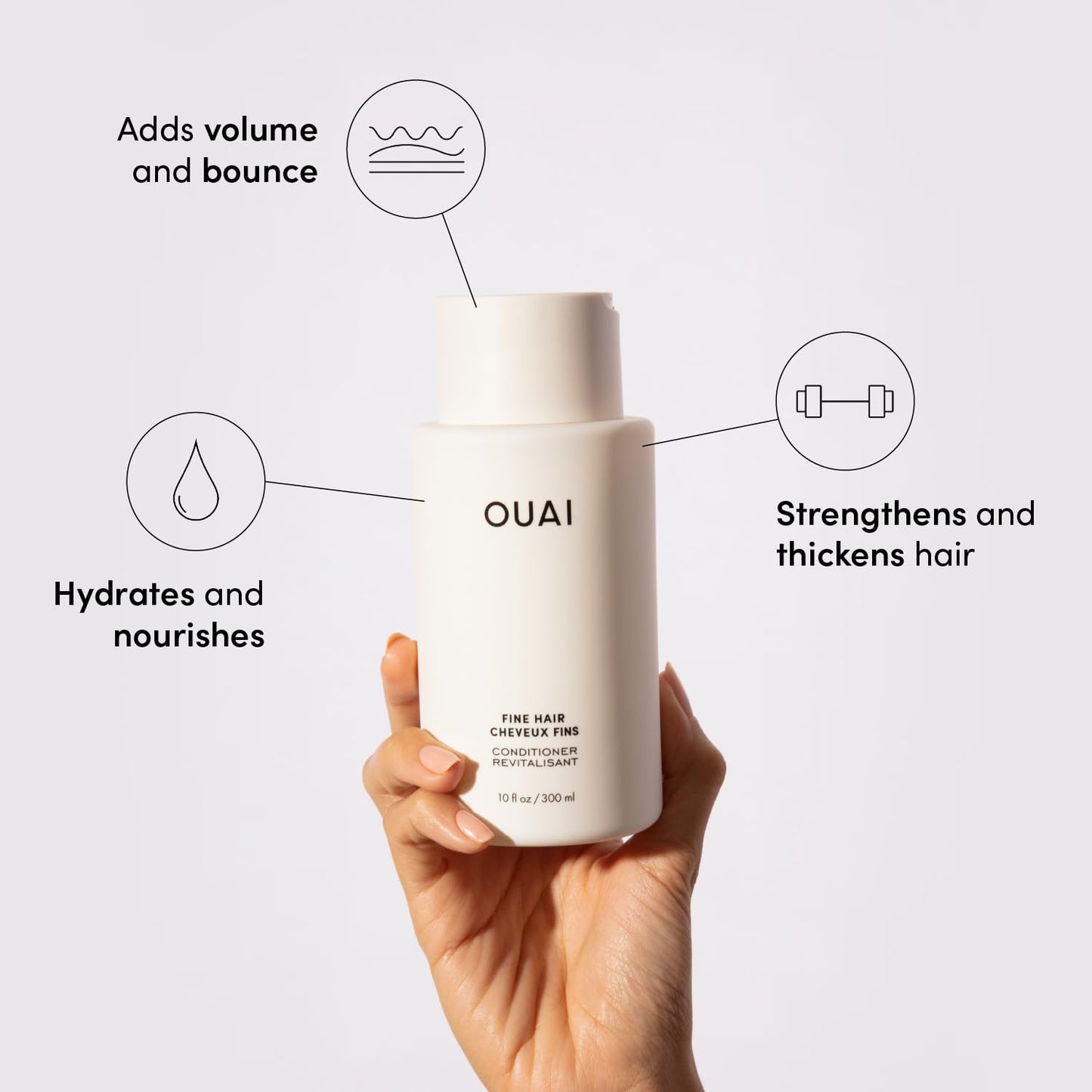 OUAI Fine Shampoo and Conditioner Set - Sulfate Free Shampoo and Conditioner for Women & Men - Made with Keratin, Marshmallow Root, Shea Butter Beauty & Personal Care OUAI