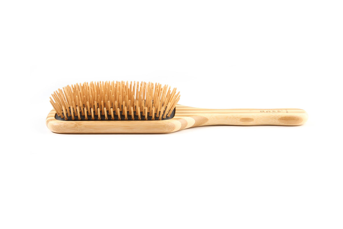 Bass Brushes | The Green Brush | Bamboo Pin + Bamboo Handle Hair Brush | Large Paddle