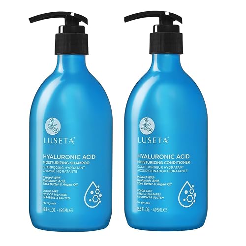LUSETA Hyaluronic Acid Moisturizing Shampoo and Conditioner Set for Hair Frizz Control for Dry and Damaged Hair, with Argan Oil and Shea Butter Beauty & Personal Care L LUSETA