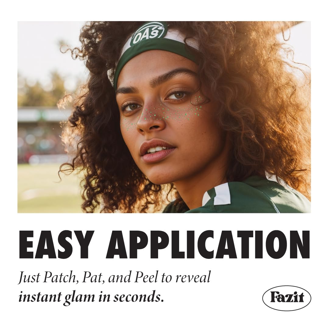 Fazit Green Speckles - Glitter Freckle Makeup Patches - Shimmering Faux Freckles & Body Glitter - Waterproof, Long-Lasting Instant Glamour Beauty & Personal Care Fazit
