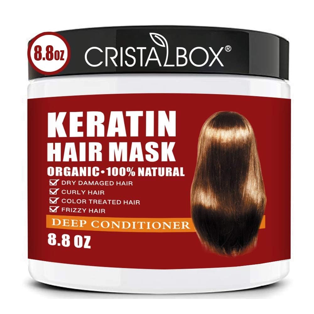 Keratin Hair Mask,Keratin Hair Treatment 250g Hair Mask for Dry Damaged Hair,Deep Conditioning Hair Treatment Mask Repair Treatment Damage Hair Beauty and Personal Care CRISTALBOX