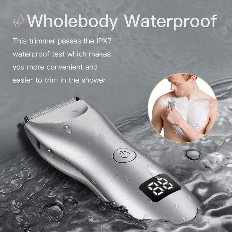 QDKVTNDJZ Pubic Hair Trimmer for Men Waterproof Body Grommer, Ceramic Blade Shavers with USB-C/Base Charging, Wet & Dry Use & Nick-Free Design, Balls Beauty and Personal Care QDKVTNDJZ