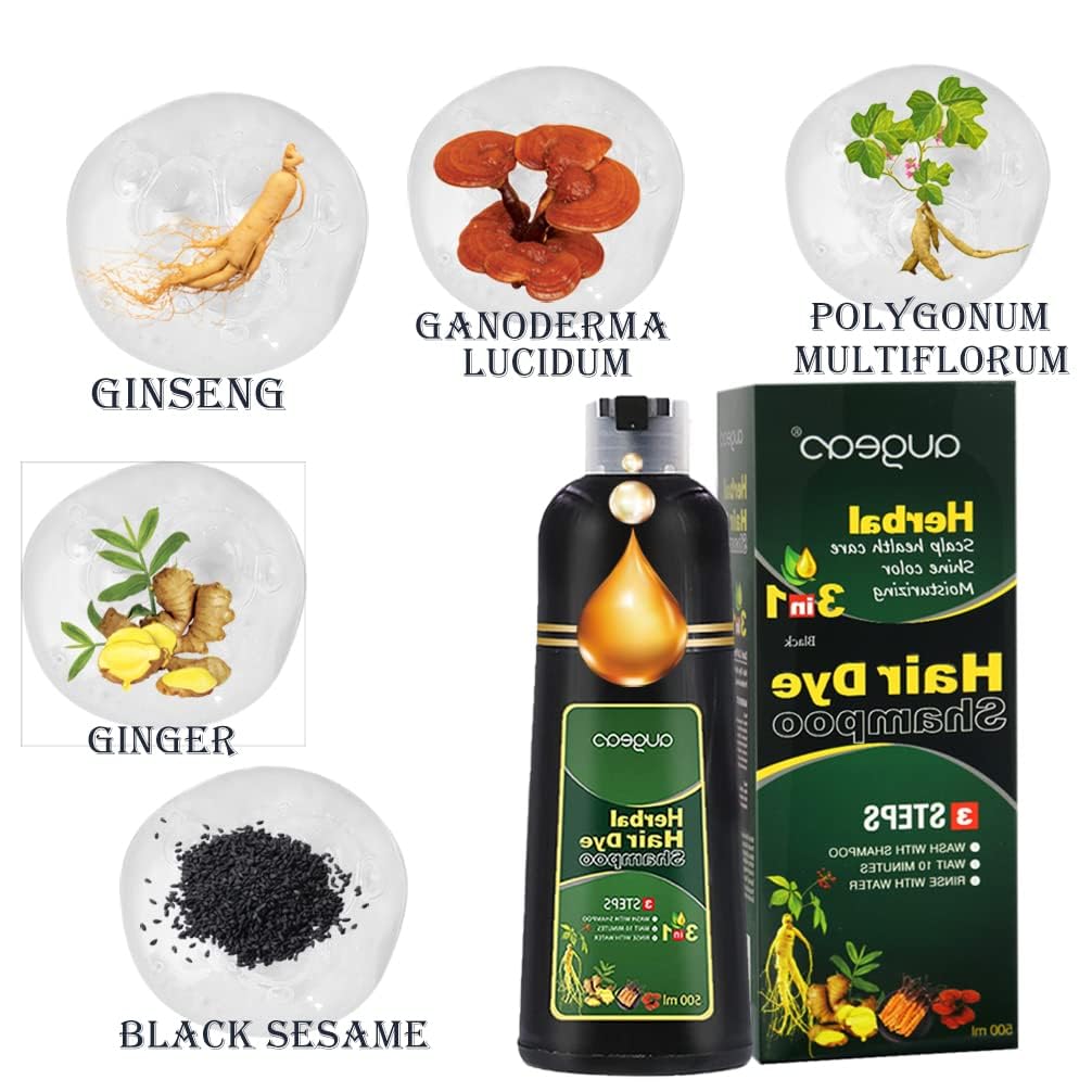 AUGEAS 500ML Black Hair Color Shampoo - Permanent, Organic Herbal 3 IN 1 Natural Fast Hair Dye for Men and Women to Cover Grey/White Hair (WINE RED) Beauty & Personal Care Maani Essence