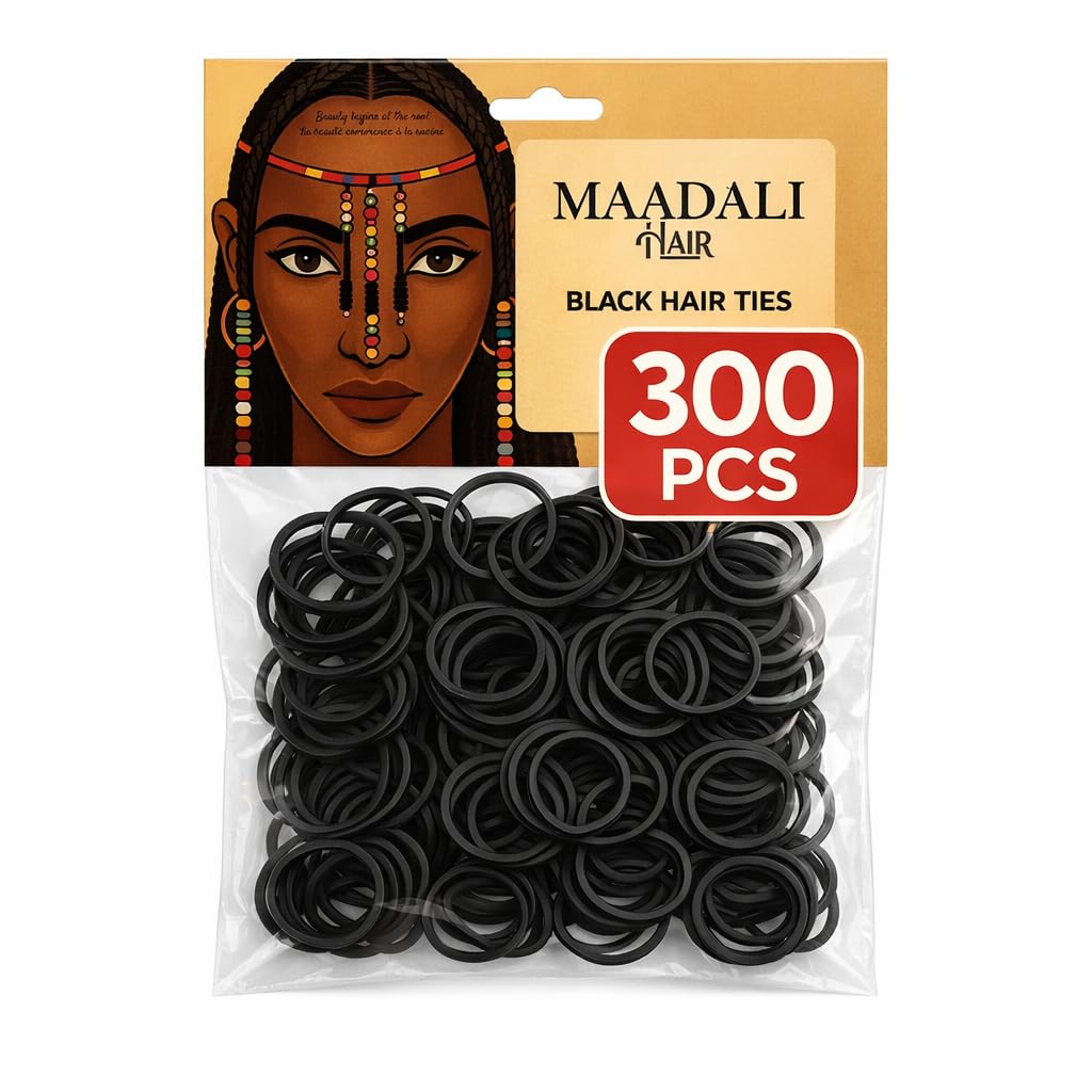300 Black Hair Ties - Small Strong Rubber Bands for Thick, Curly & Afro Hair, Braids, Ponytails & Protective Styles - No Breakage Hair Elastics bands Beauty and Personal Care MAADALI Default Title