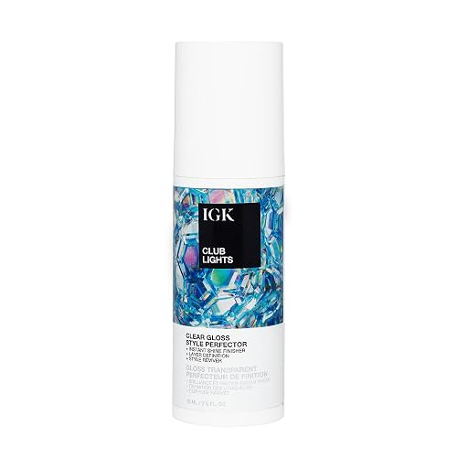 IGK Club Lights Clear Gloss Instant Shine Style Perfector, Instant Shine Finisher & Style Reviver, 2.5 Fl oz Beauty & Personal Care IGK