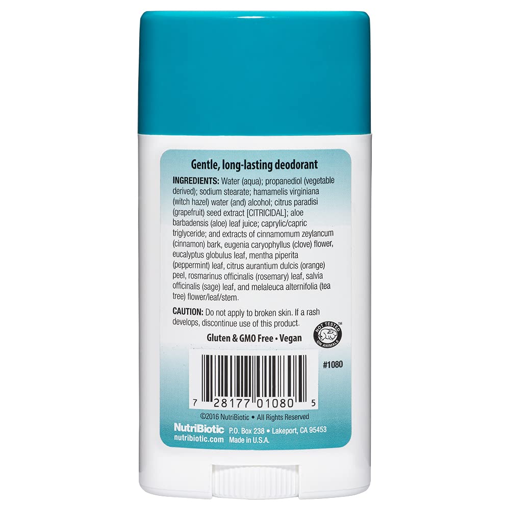 NutriBiotic Deodorant, Tea Tree with GSE, 2.6 Ounce Stick - with Witch Hazel, Grapefruit Seed Extract, Aloe, Tea Tree & Peppermint - Vegan & Free Beauty and Personal Care NutriBiotic