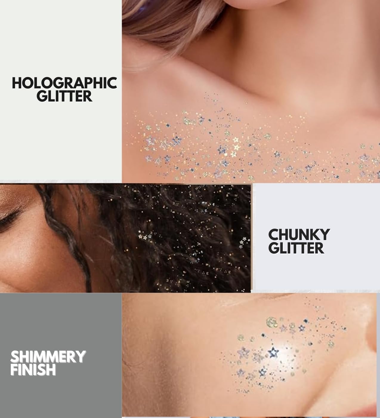 Glitter - Secret of Pharaoh Holographic Chunky Glitter - Moon Goddess and Pink Passion by EBIN NEW YORK Bundle - Shimmering, Iridescent for Face Beauty & Personal Care EBIN NEW YORK