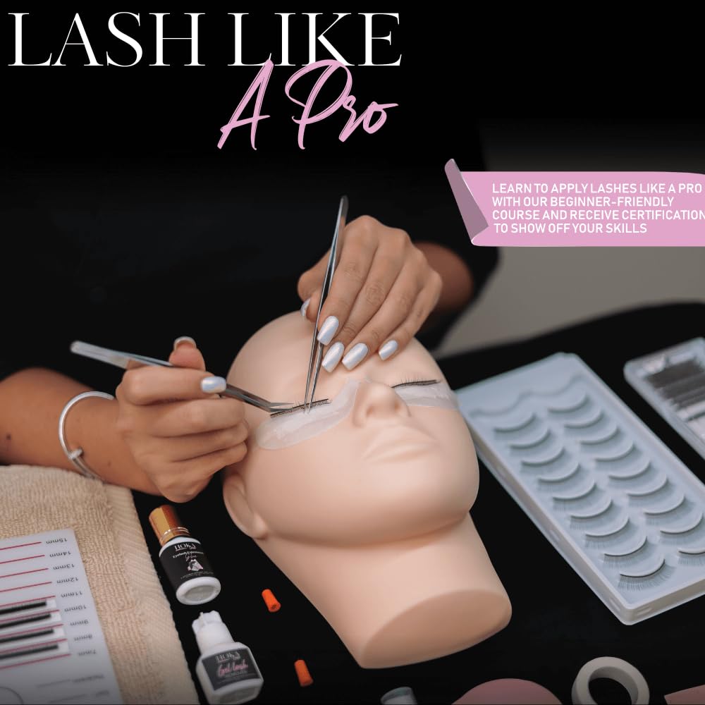 Hoka Lash Eyelash Extension Kit & Training Course and Certification, Professional Lash Extension Kit for Beginners Includes Practice Mannequin Head Beauty & Personal Care HOKA