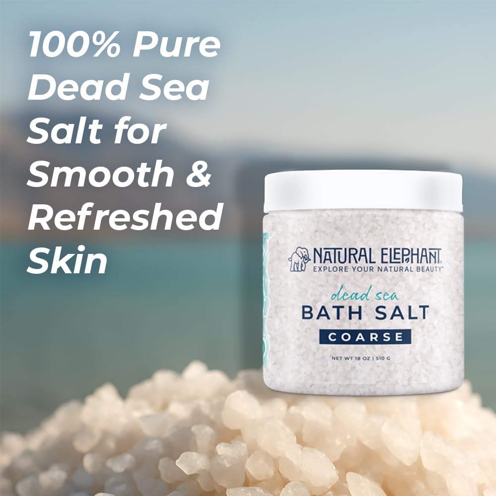 Dead Sea Salt Coarse Grain Bath Soak 18 oz - Relaxing Mineral Soak Beauty and Personal Care Natural Elephant
