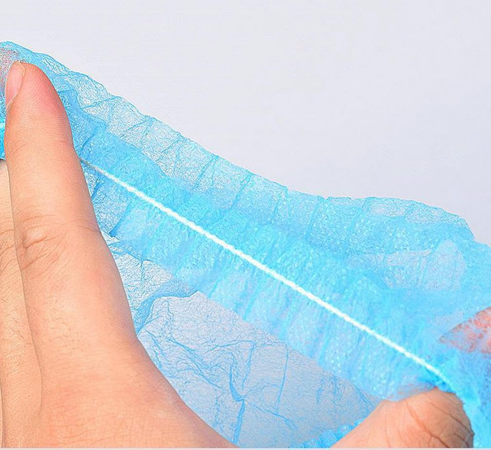 HOTWE Disposable Non-woven Caps, 100pcs Blue Elastic Hair Net for Catering, Salon, Spa, Shower, Bouffant Cap Head Cover for Labs, Workshop, Nursing Beauty and Personal Care HOTWE