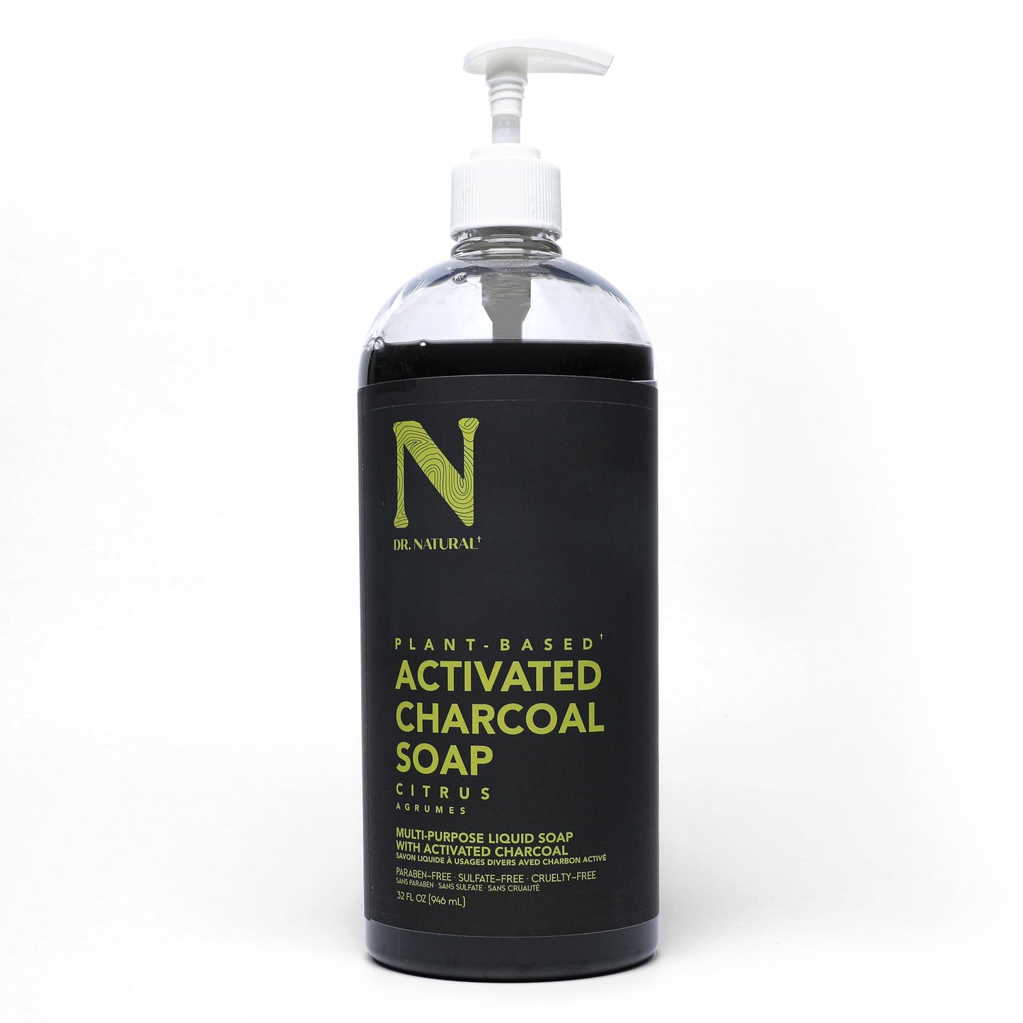 Dr. Natural Activated Charcoal Liquid Soap - Combat Acne and Blemishes - Deep Cleansing Body Wash - Gentle Body Soap for Clear Skin - Citrus - 32 oz Beauty & Personal Care Dr. Natural