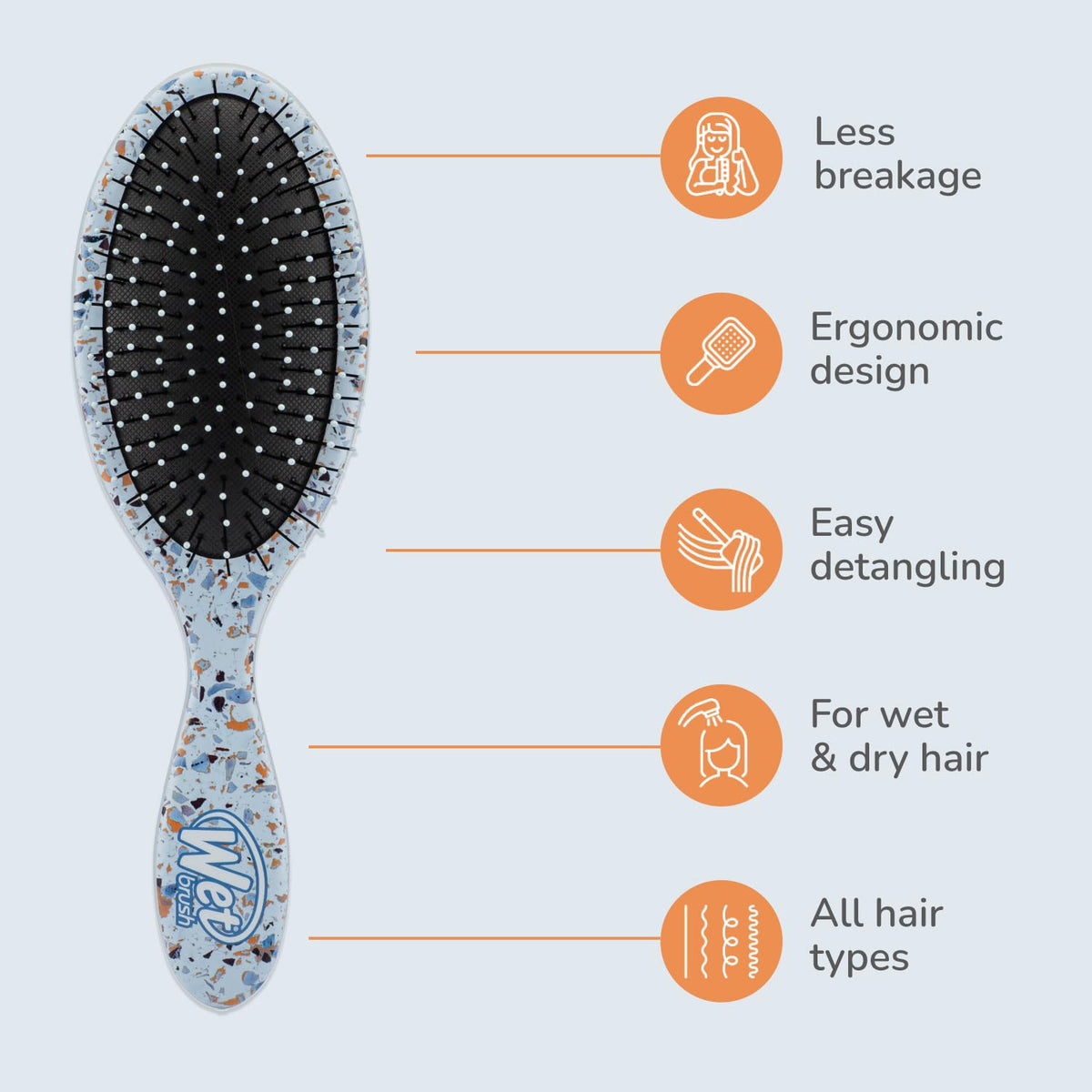 Wet Brush Original Detangler Hair Brush - Supercharged Sky - All Hair Types - Ultra-Soft IntelliFlex Detangler Bristles Glide Through Tangles with