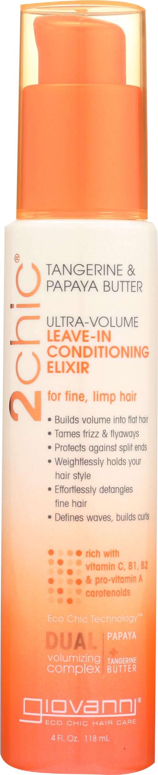 GIOVANNI 2chic Ultra-Volume Leave-In Conditioning & Styling Elixir, 4 oz