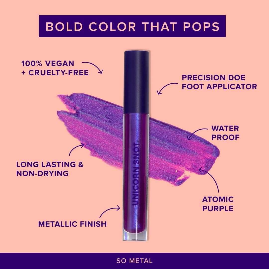 UNICORN SNOT Liquid Metal Lip Paint | Intense Pigment, Non-drying, Metallic Lip Color Makeup | Vegan & Cruelty-free Lip Makeup - BOOM (Atomic Purple) Beauty & Personal Care UNICORN SNOT