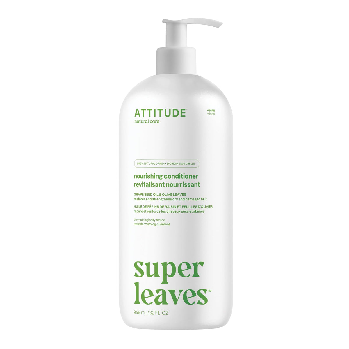ATTITUDE Nourishing Hair Conditioner, For Dry and Damaged Hair, Naturally Derived Ingredients, Vegan Detangler, Dermatologically Tested, Grapeseed Oil Beauty & Personal Care ATTITUDE