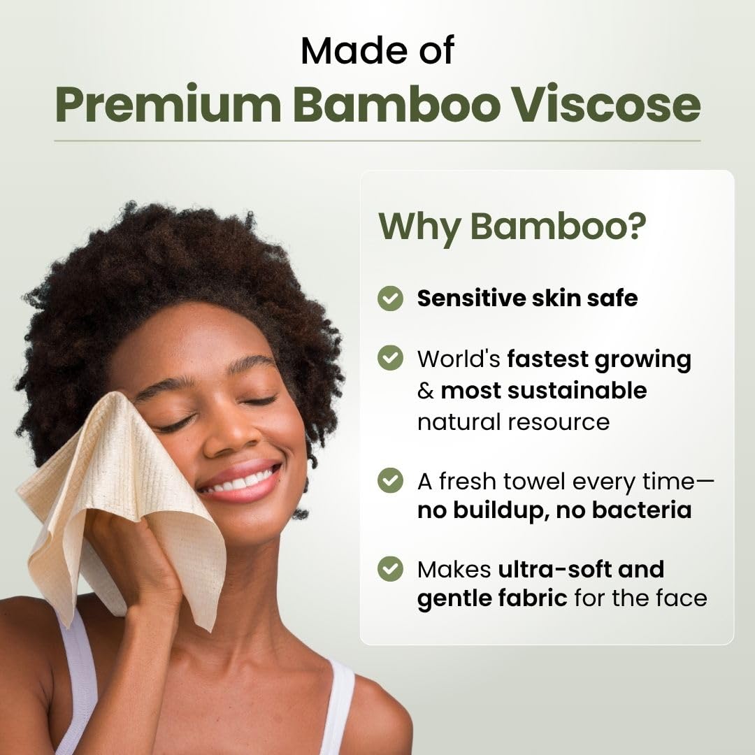 Clean Skin Club Bamboo Viscose Clean Towels® XL 100% USDA Biobased Face Towel, Disposable Face Towelette, Makeup Remover Dry Wipes, Ultra Soft, 50 Ct Beauty and Personal Care CLEAN SKIN CLUB