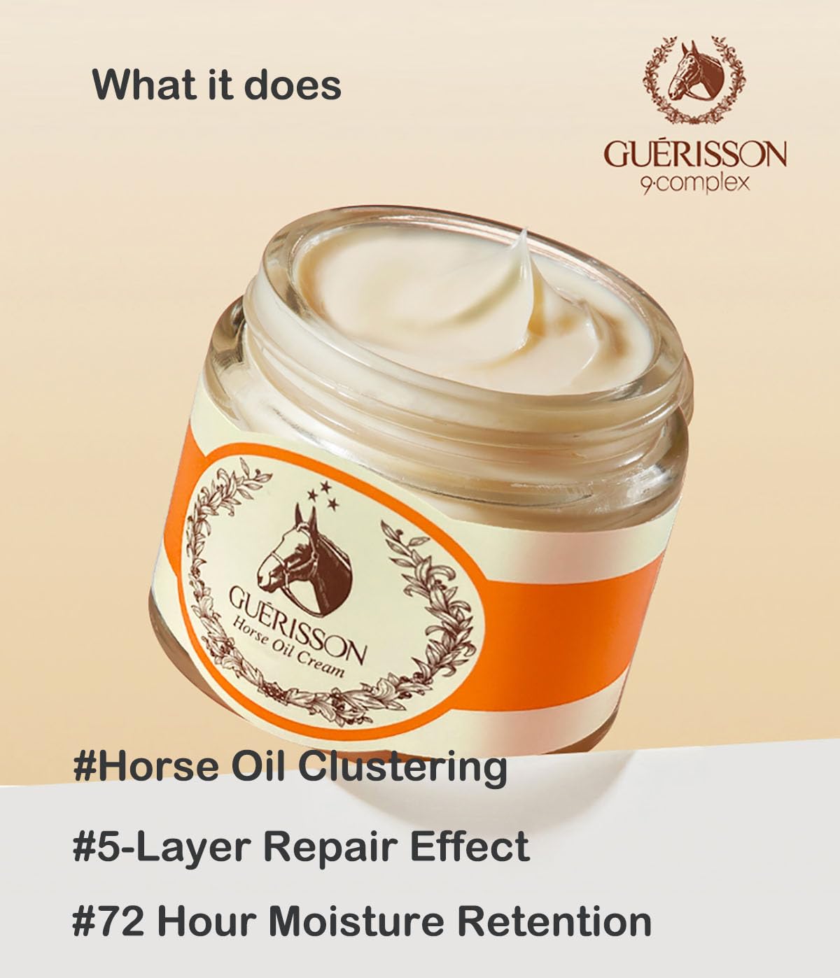 GUERISSON 9 Complex Horse Oil Cream 70g | Premium K-Beauty Moisturizer | Hydrating, Radiance-Boosting, Barrier-Supporting | Trusted Korean Daily Face Beauty & Personal Care GUERISSON