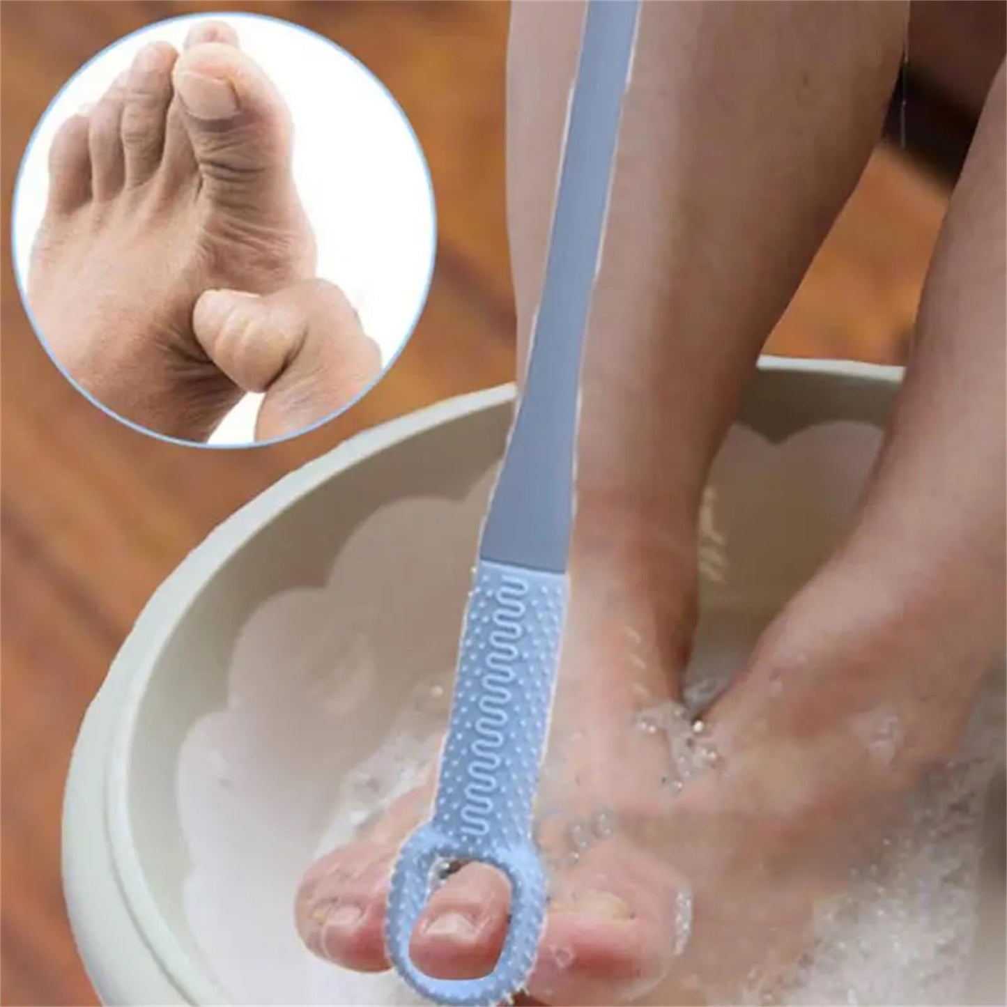 Upgrade Toe Gap Cleaning Brush,Accustomedt Foot Brush,15.7" Long Handled Silicone Foot Scrubber in Shower,Toe Cleaning Brush, Foot Exfoliating Beauty and Personal Care RRULNVGYQ