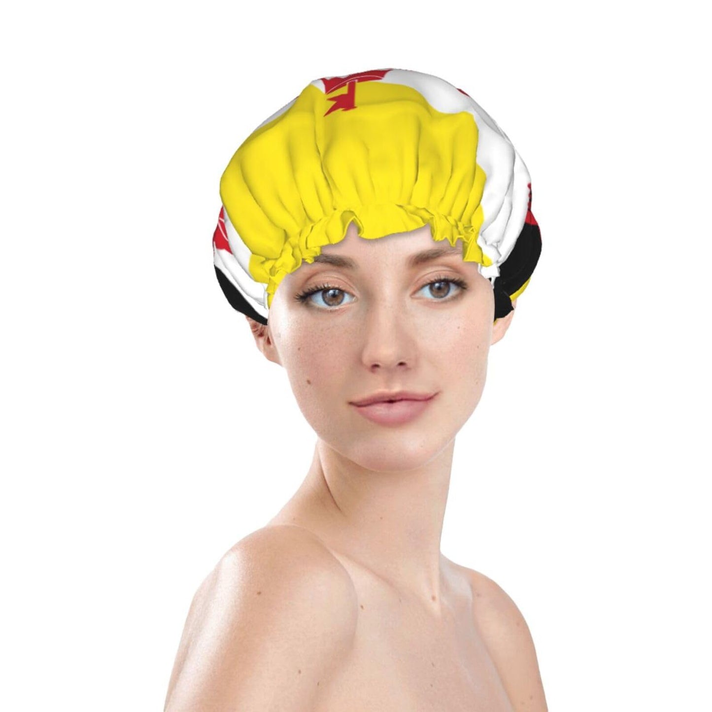 Brunei Flag Prints Shower Cap Double Layer Lined Waterproof Bathing Shower Hat Beauty and Personal Care Hayyett