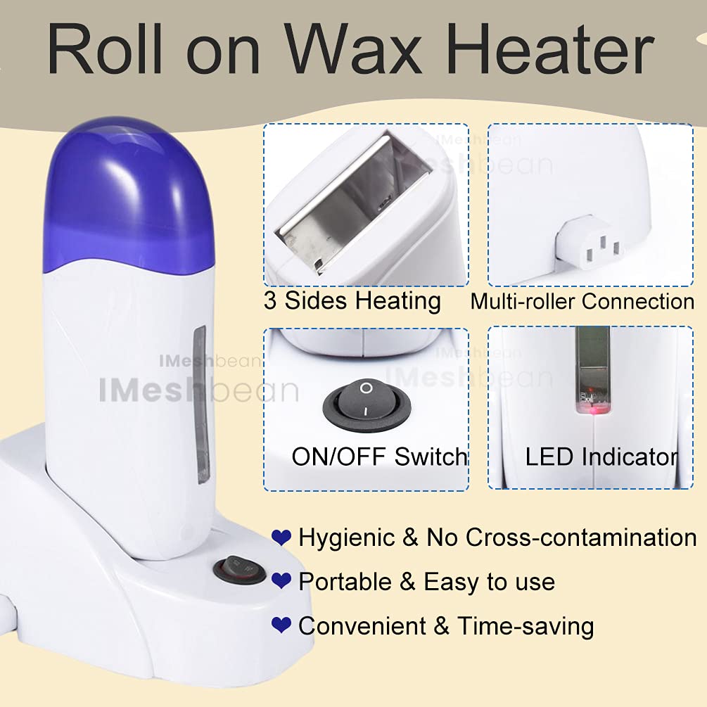 iMeshbean® Depilatory Roll on Wax Heater Roller Warmer Cartridge Strips Hair Removal Kit USA (Aloe & Honey Wax & 100 Paper) Beauty and Personal Care iMeshbean