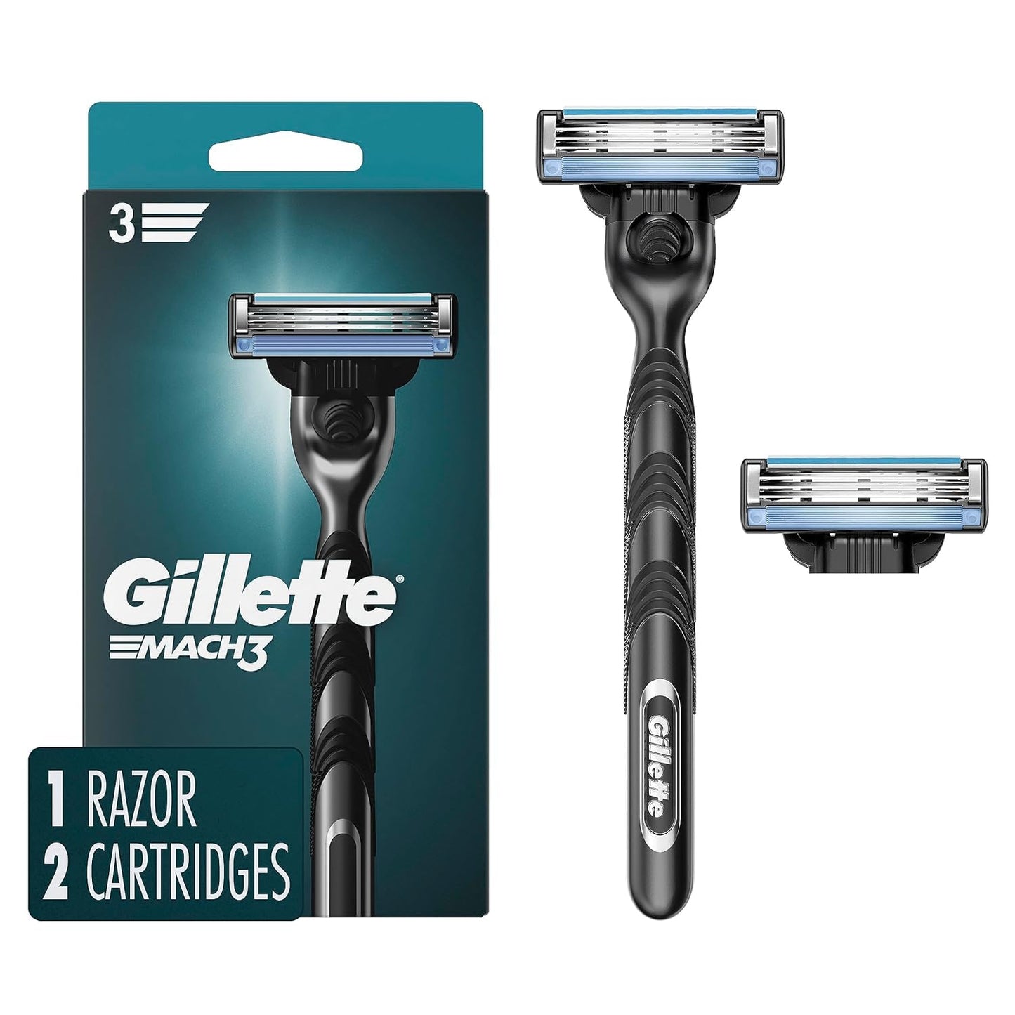 Gillette Mach3 Razor for Men, 1 Razor Handle + 2 Blade Refills Beauty and Personal Care Gillette