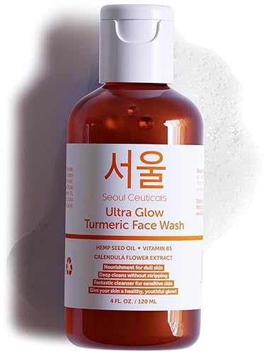 SeoulCeuticals Korean Turmeric Face Wash Cleanser - Vegan Cruelty Free Korean Skincare Facial Cleanser - K Beauty Skin Care for Dry Sensitive Skin 4oz Beauty & Personal Care SeoulCeuticals