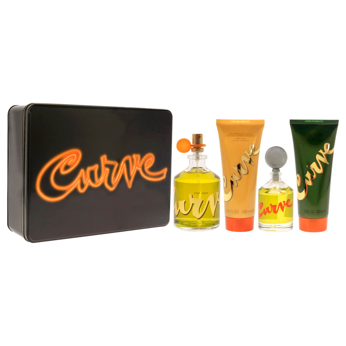 Liz Claiborne Curve For Men - 4 Piece Set For Men: 4.2 Oz Cologne Spray, 0.25 Oz Cologne Splash, 3.4 Oz Aftershave Balm, 3.4 Oz Showerl Gel