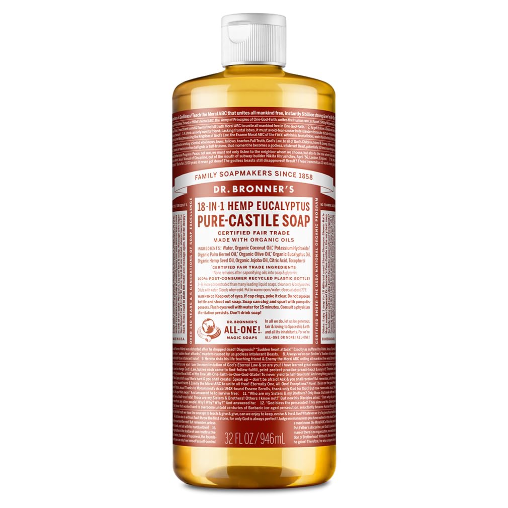 Dr. Bronner's - Pure-Castile Liquid Soap (Eucalyptus, 32 ounce) - Made with Organic Oils, 18-in-1 Uses: Face, Body, Hair, Laundry, Pets & Dishes Beauty & Personal Care Dr. Bronner's
