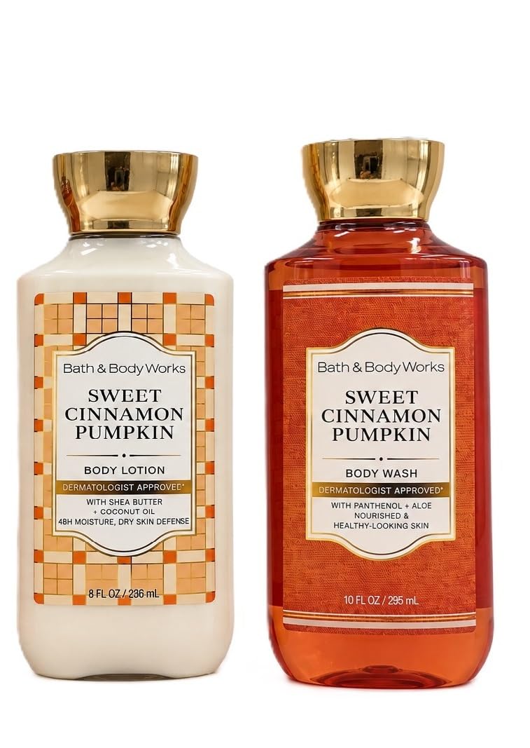 Bath & Body Works Womens Sweet Cinnamon Pumpkin Body Lotion and Body Gel Wash 2 Piece Set
