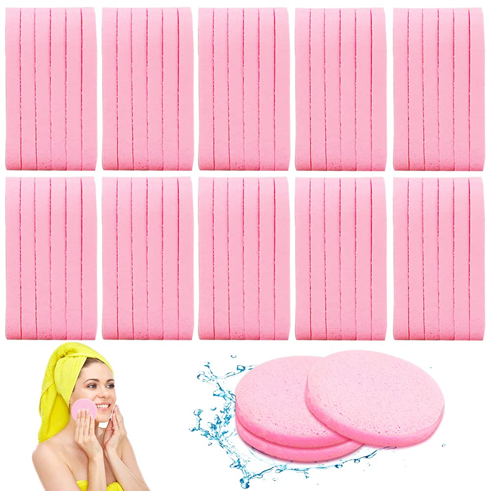 120 Pcs Facial Sponges Compressed,Face Cleansing Sponge,Makeup Removal Sponge Pads,Exfoliating Wash Round Sponge for Women,Girls,Pink Beauty & Personal Care Krgiqn